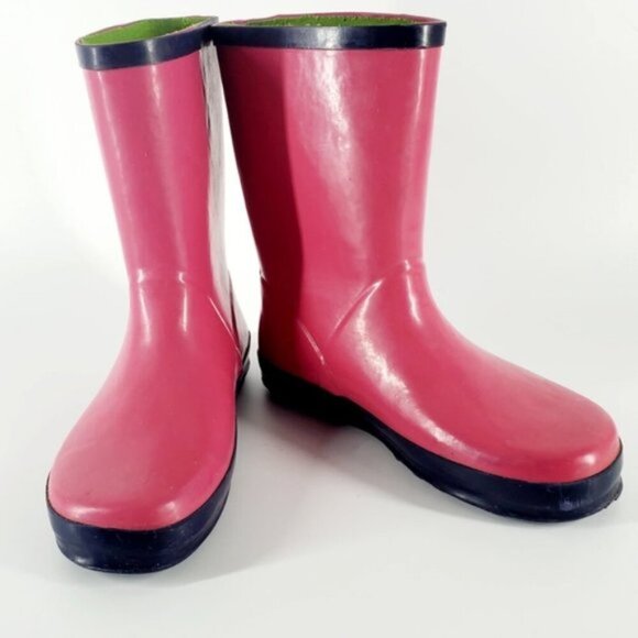 Hartstrings Little Girls Size 3 Pink & Blue Heart Accent Slip-on Water Boots - Picture 1 of 11